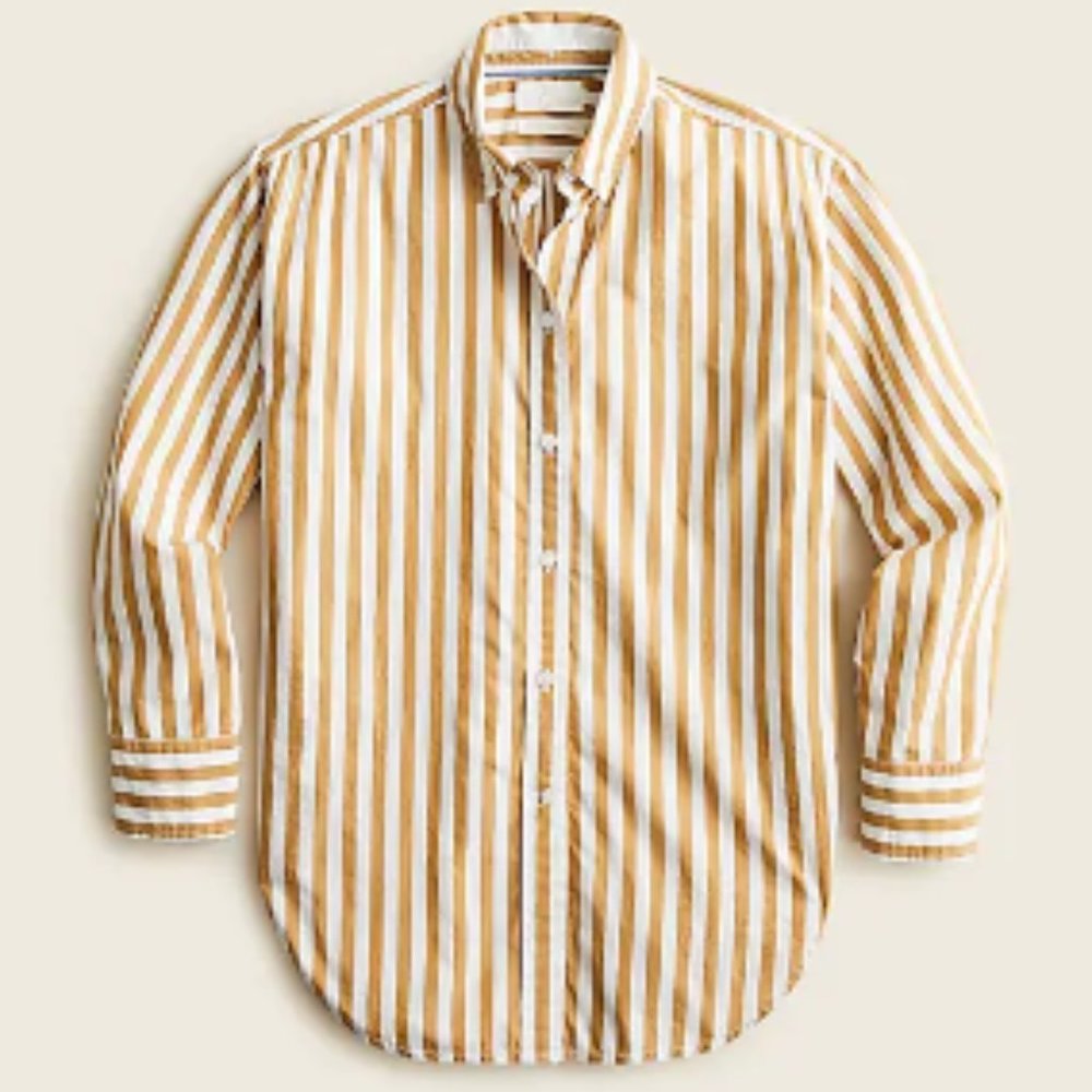 J Crew Relaxed-fit washed cotton poplin shirt in honey stripe